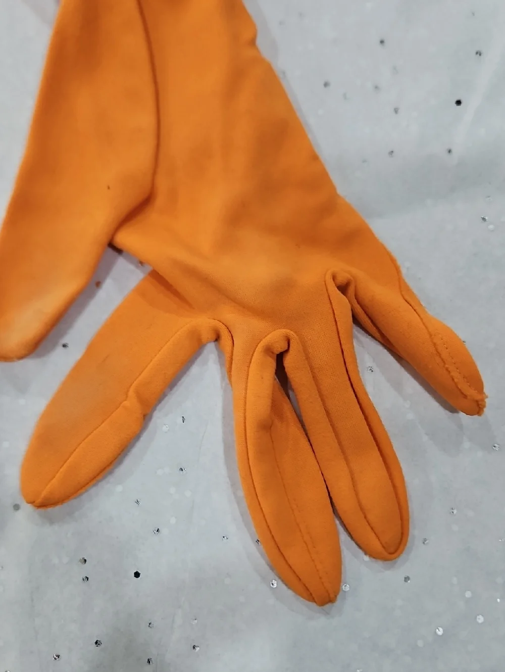 Orange‎ Ruched Elbow Gloves -Vintage
